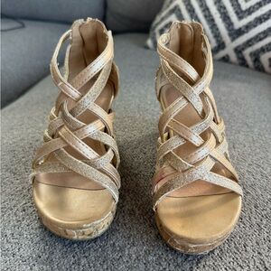 SO Kids Gold Strappy Sandals